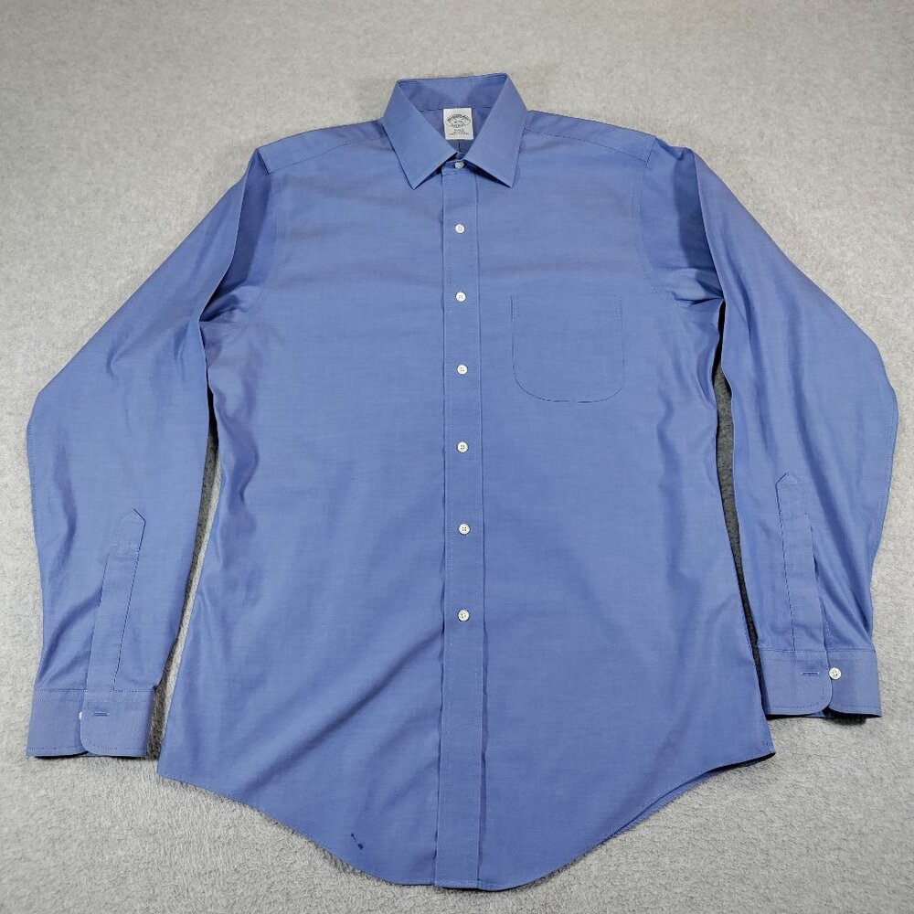 Brooks Brothers Shirt Mens 16-36 Slim Fit Blue Long Sleeve Button Up Cotton